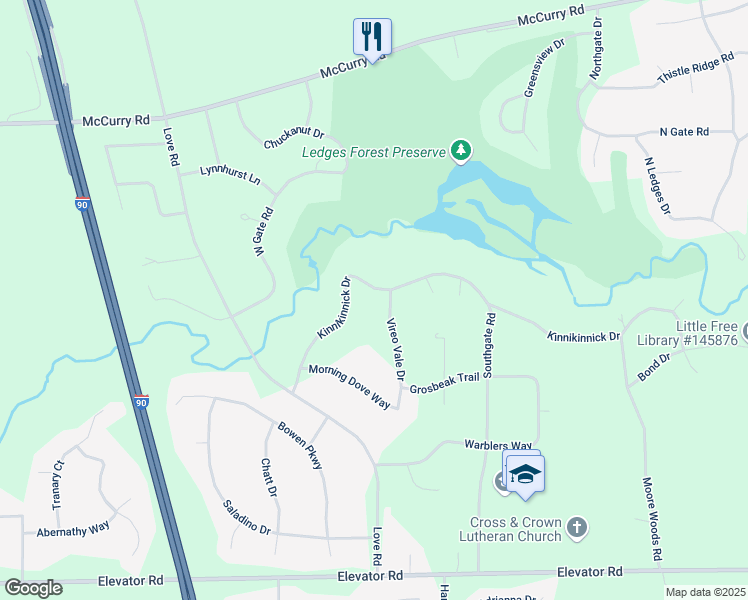 map of restaurants, bars, coffee shops, grocery stores, and more near 7075 Kinnikinnick Drive in Roscoe