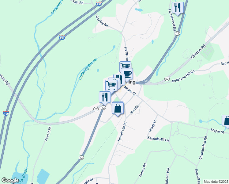 map of restaurants, bars, coffee shops, grocery stores, and more near 24 Main Street in Sterling