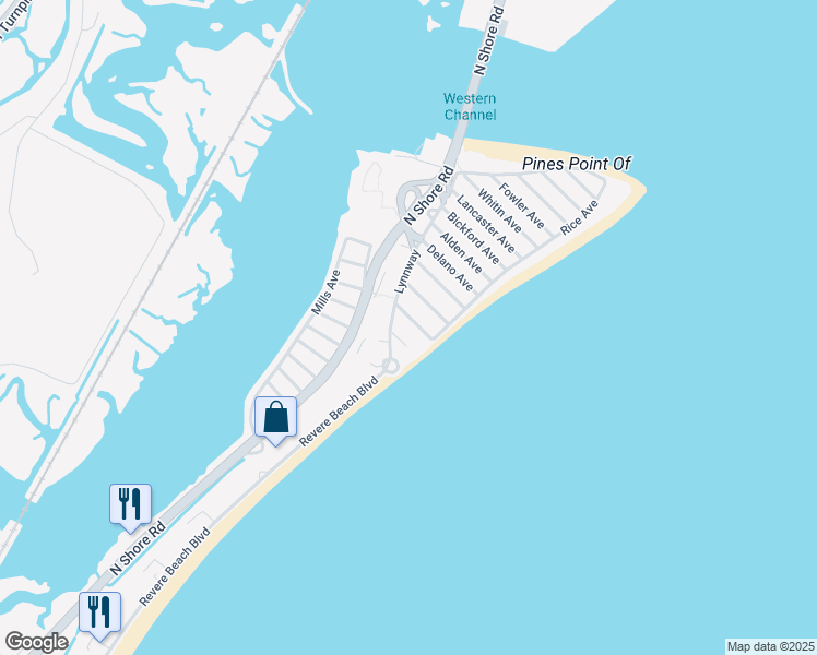 map of restaurants, bars, coffee shops, grocery stores, and more near 415 Rice Avenue in Revere