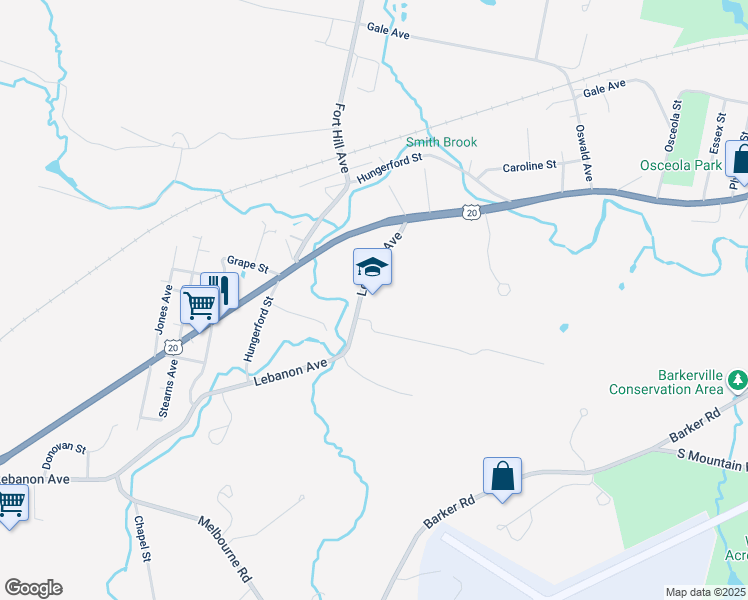 map of restaurants, bars, coffee shops, grocery stores, and more near 75 Lebanon Avenue in Pittsfield