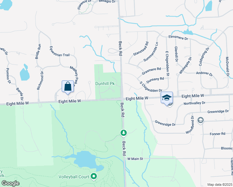 map of restaurants, bars, coffee shops, grocery stores, and more near 47663 Wales Court in Northville