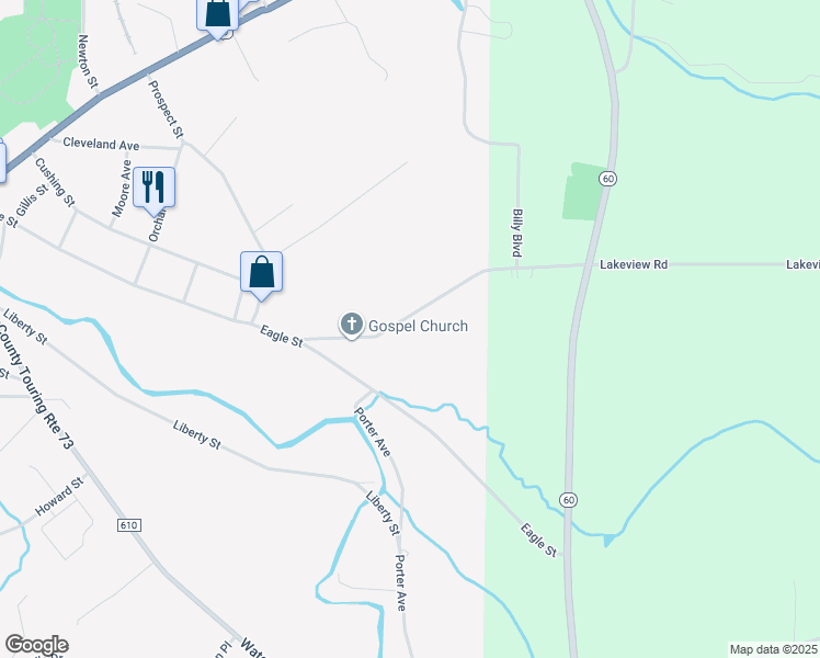 map of restaurants, bars, coffee shops, grocery stores, and more near 99 Lakeview Avenue in Fredonia