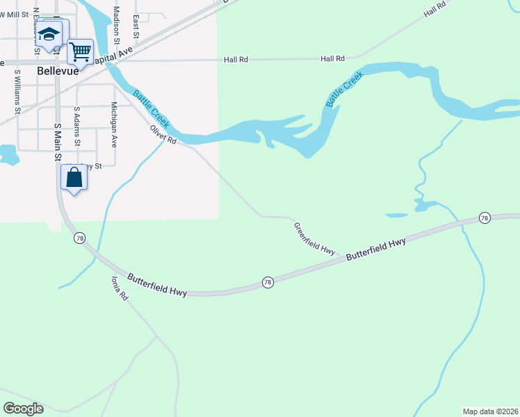 map of restaurants, bars, coffee shops, grocery stores, and more near 300-8544 Greenfield Highway in Bellevue
