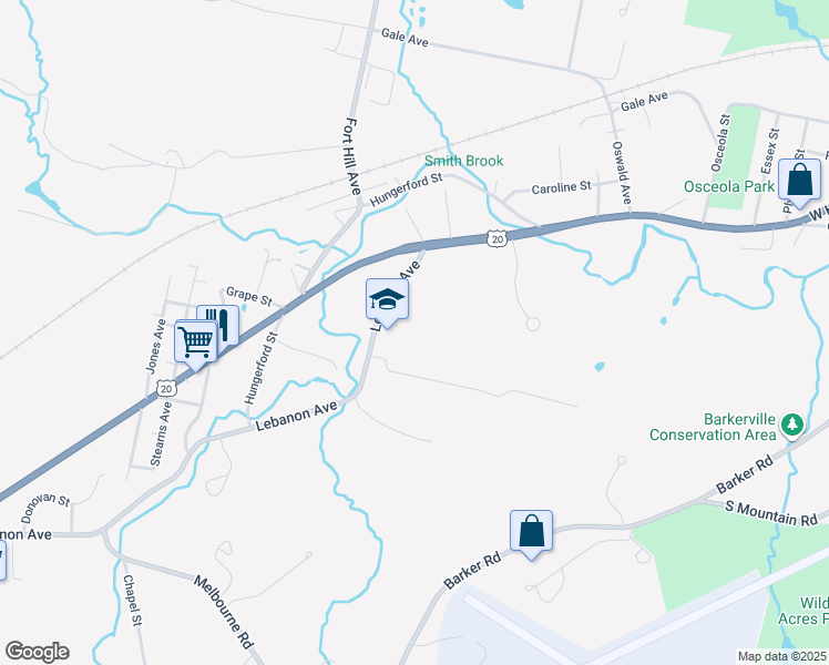 map of restaurants, bars, coffee shops, grocery stores, and more near 75 Lebanon Avenue in Pittsfield