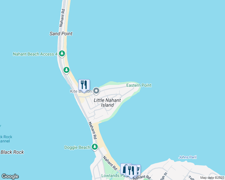 map of restaurants, bars, coffee shops, grocery stores, and more near 77 Lennox Road in Nahant