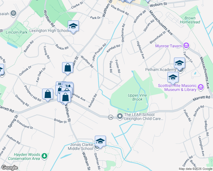 map of restaurants, bars, coffee shops, grocery stores, and more near 96 Kendall Road in Lexington