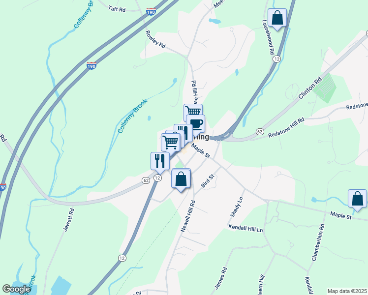 map of restaurants, bars, coffee shops, grocery stores, and more near 27 Main Street in Sterling