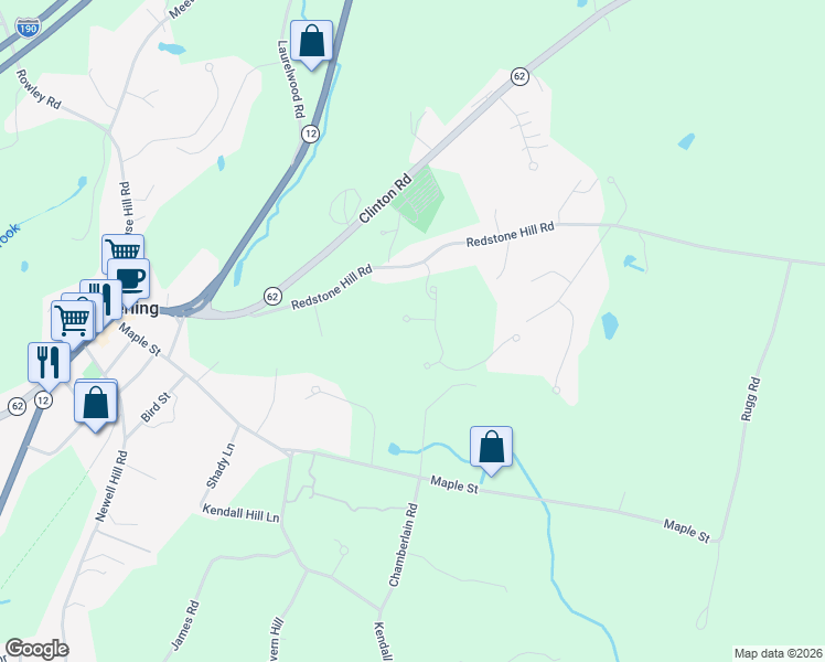 map of restaurants, bars, coffee shops, grocery stores, and more near 43 Redstone Hill Road in Sterling