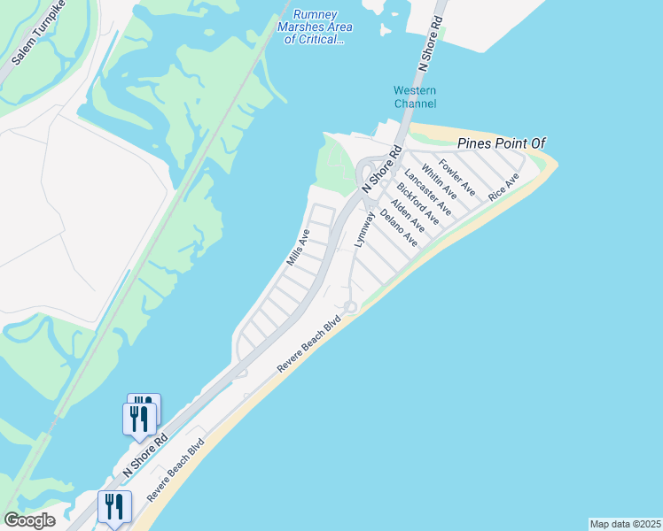 map of restaurants, bars, coffee shops, grocery stores, and more near 66 Lynnway in Revere