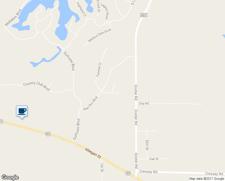 map of restaurants, bars, coffee shops, grocery stores, and more near 224 Phoenix Court in Plainwell