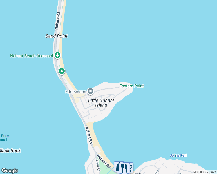 map of restaurants, bars, coffee shops, grocery stores, and more near 176 Wilson Road in Nahant