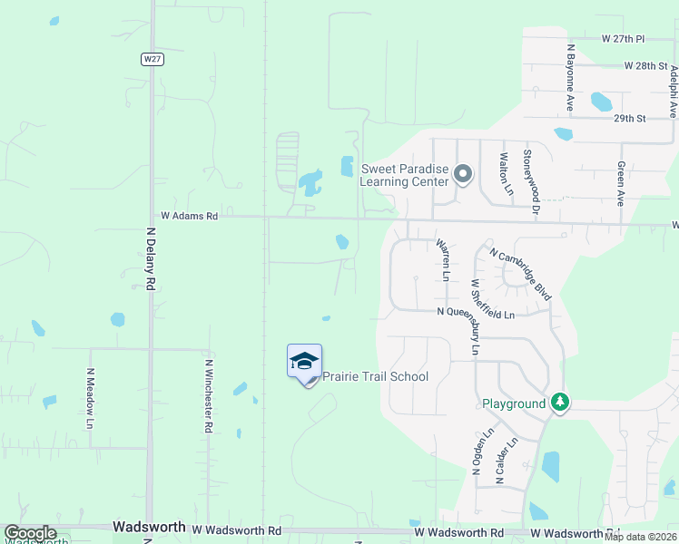map of restaurants, bars, coffee shops, grocery stores, and more near 13551 West Adams Road in Wadsworth