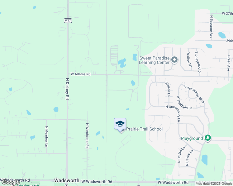 map of restaurants, bars, coffee shops, grocery stores, and more near 13661 West Adams Road in Wadsworth