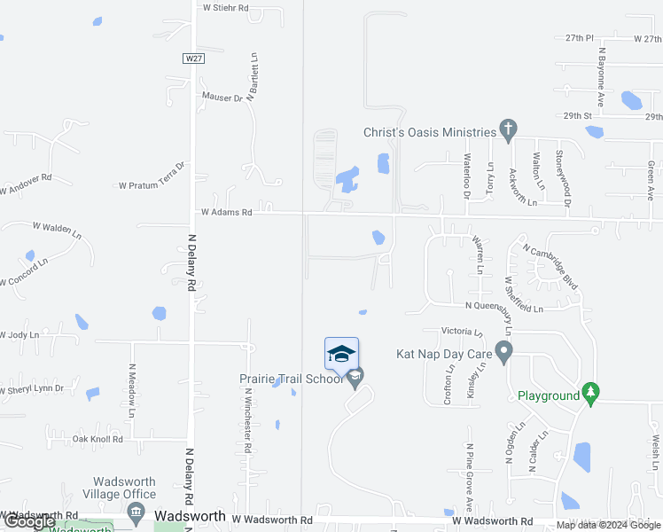 map of restaurants, bars, coffee shops, grocery stores, and more near 13661 West Adams Road in Wadsworth