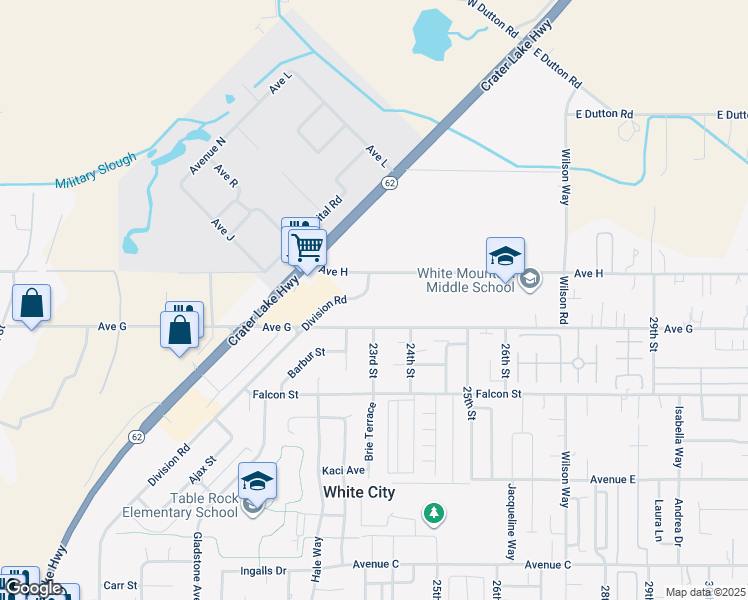 map of restaurants, bars, coffee shops, grocery stores, and more near 8400 Division Road in White City