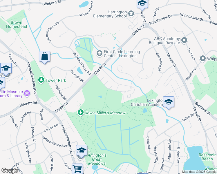 map of restaurants, bars, coffee shops, grocery stores, and more near 86 Emerson Gardens in Lexington