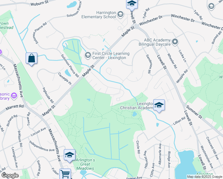 map of restaurants, bars, coffee shops, grocery stores, and more near 139 Emerson Gardens Road in Lexington