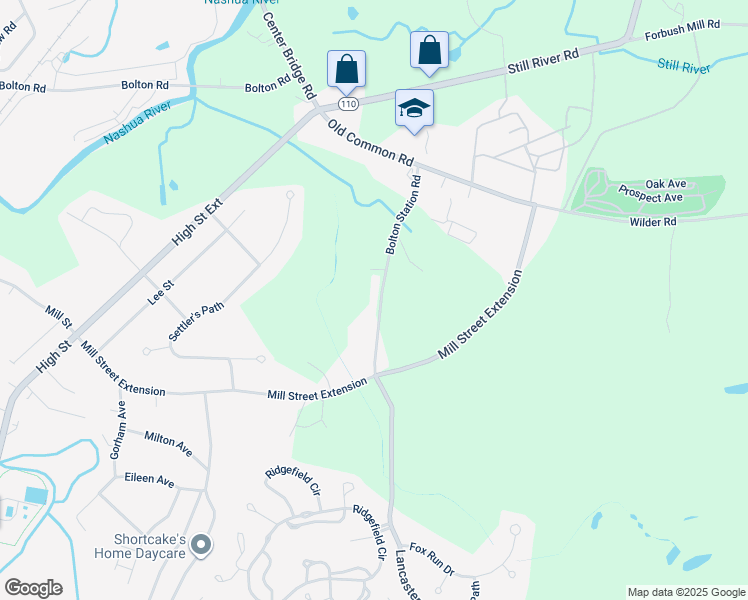 map of restaurants, bars, coffee shops, grocery stores, and more near 204 Bolton Station Road in Lancaster