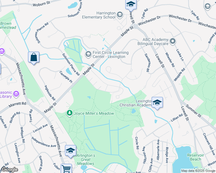 map of restaurants, bars, coffee shops, grocery stores, and more near 139 Emerson Gardens Road in Lexington