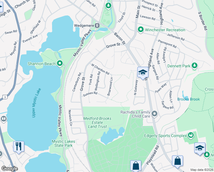 map of restaurants, bars, coffee shops, grocery stores, and more near 10 Wickham Road in Winchester