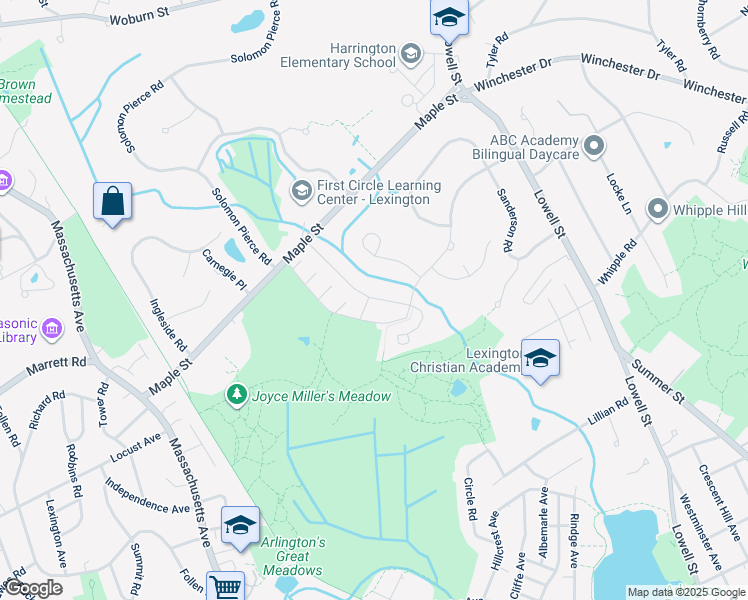 map of restaurants, bars, coffee shops, grocery stores, and more near 139 Emerson Gardens Road in Lexington