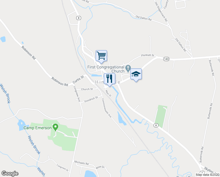 map of restaurants, bars, coffee shops, grocery stores, and more near in Hinsdale