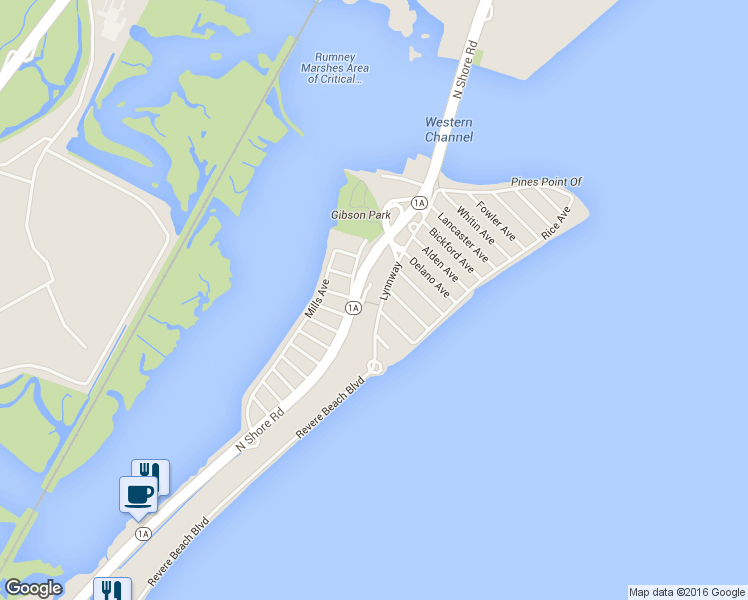 map of restaurants, bars, coffee shops, grocery stores, and more near 66 Lynnway in Revere