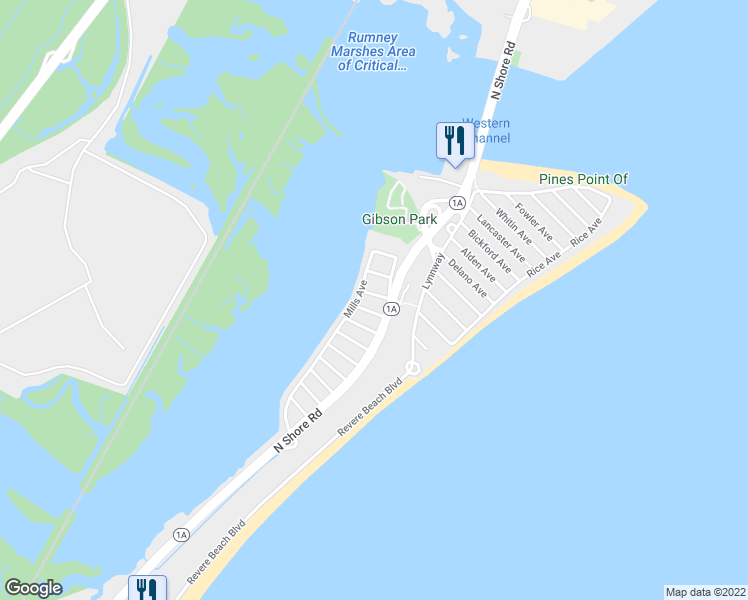 map of restaurants, bars, coffee shops, grocery stores, and more near 16 John Avenue in Revere
