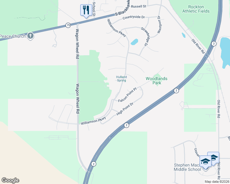 map of restaurants, bars, coffee shops, grocery stores, and more near 874 Croswell Circle in Rockton