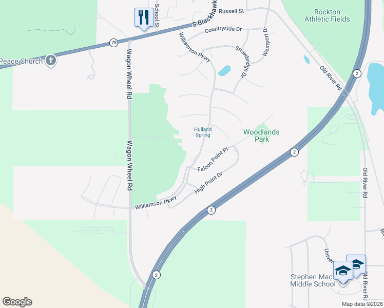 map of restaurants, bars, coffee shops, grocery stores, and more near 874 Croswell Circle in Rockton