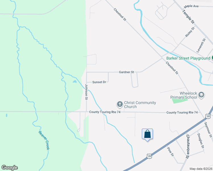 map of restaurants, bars, coffee shops, grocery stores, and more near 14 Sunset Drive in Fredonia
