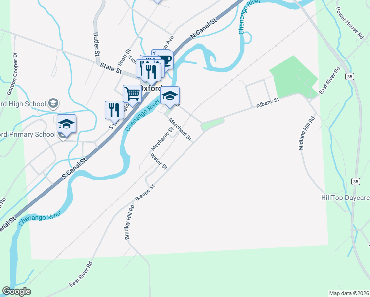map of restaurants, bars, coffee shops, grocery stores, and more near 9 Greene St in Oxford