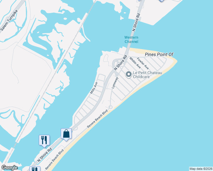 map of restaurants, bars, coffee shops, grocery stores, and more near 66 Lynnway in Revere