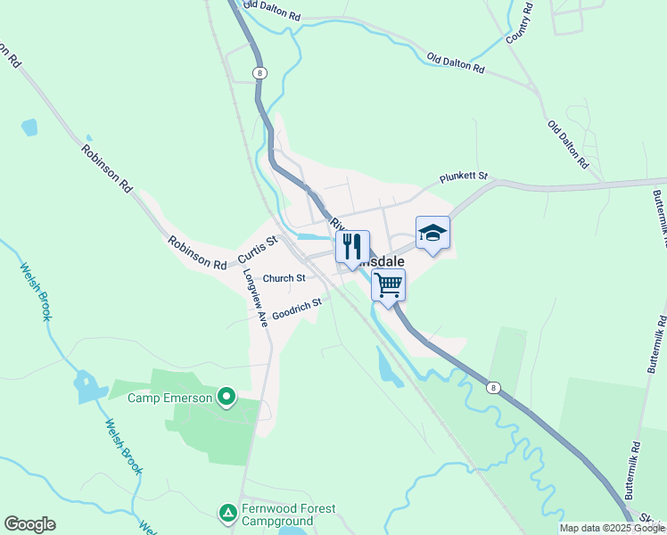 map of restaurants, bars, coffee shops, grocery stores, and more near 73-93 Commonwealth Avenue in Hinsdale
