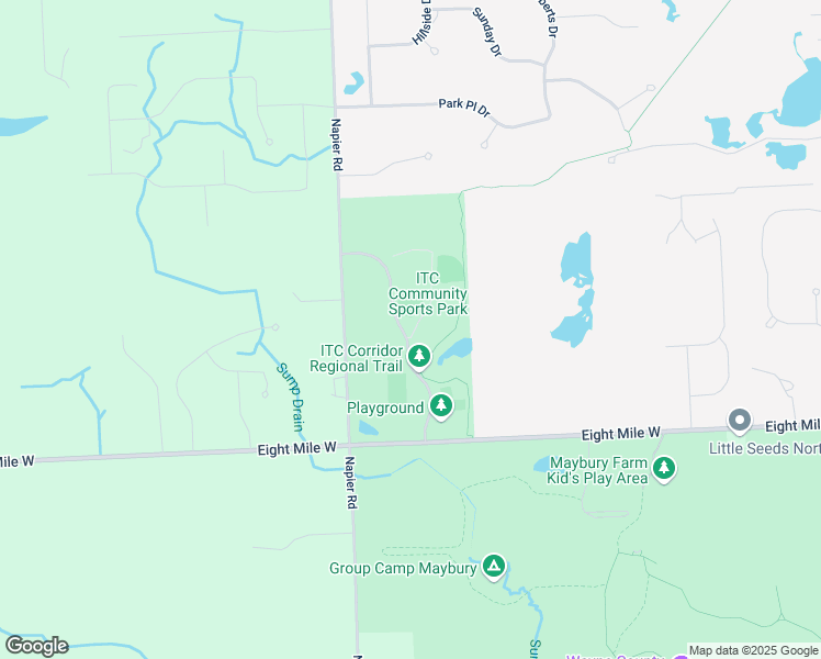 map of restaurants, bars, coffee shops, grocery stores, and more near 51000 8 Mile Road in Northville