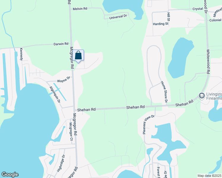 map of restaurants, bars, coffee shops, grocery stores, and more near 2481 Shehan Road in Pinckney