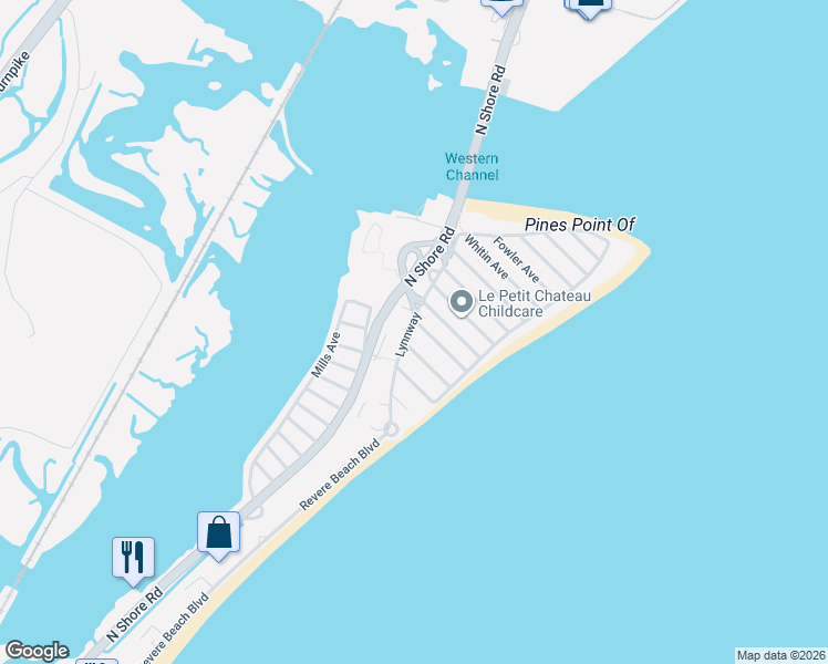 map of restaurants, bars, coffee shops, grocery stores, and more near 20 Goodwin Avenue in Revere