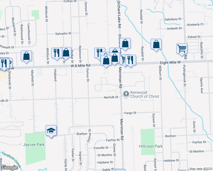 map of restaurants, bars, coffee shops, grocery stores, and more near 31628 Norfolk Street in Livonia