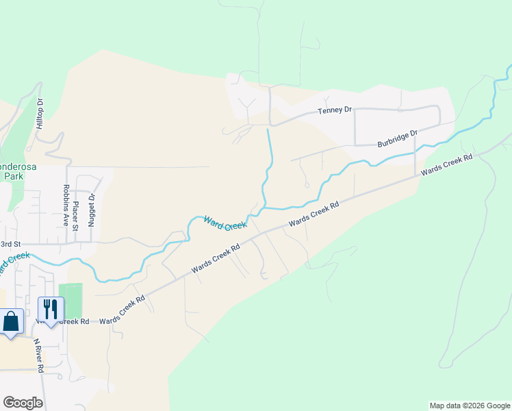 map of restaurants, bars, coffee shops, grocery stores, and more near 965 Wards Creek Road in Rogue River