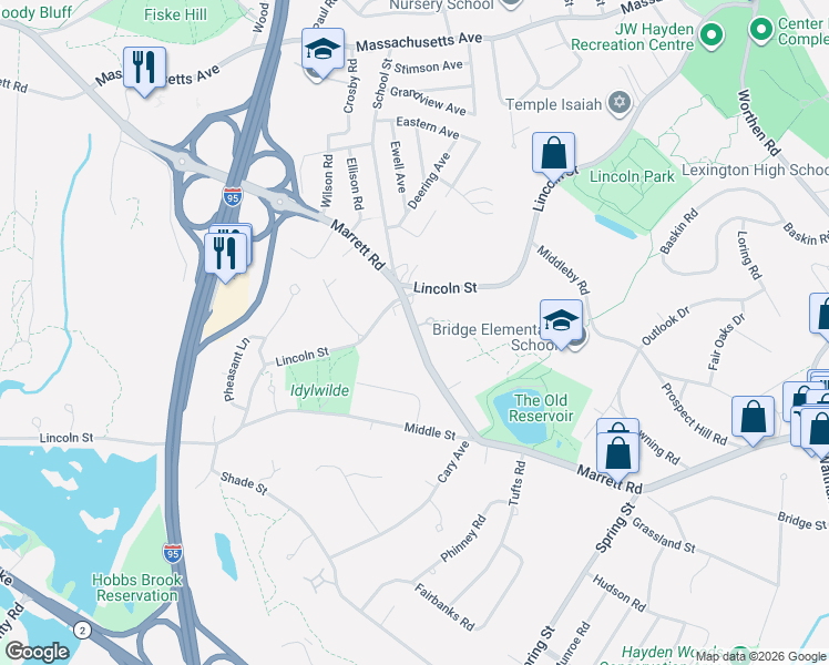 map of restaurants, bars, coffee shops, grocery stores, and more near 7 Coppersmyth Way in Lexington