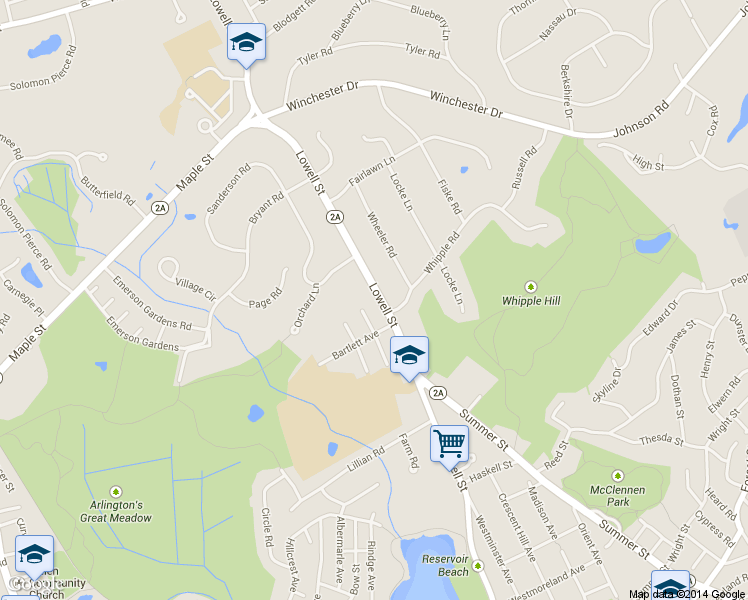 map of restaurants, bars, coffee shops, grocery stores, and more near 181 Lowell Street in Lexington