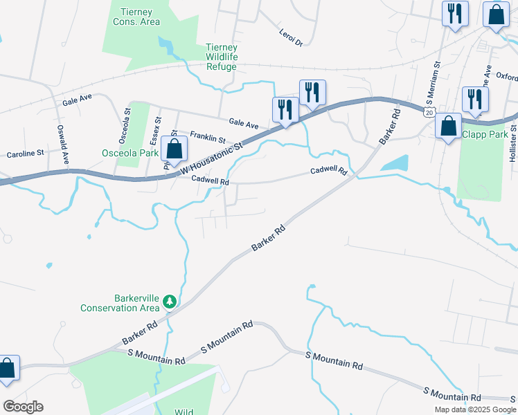 map of restaurants, bars, coffee shops, grocery stores, and more near 103 Cadwell Rd in Pittsfield
