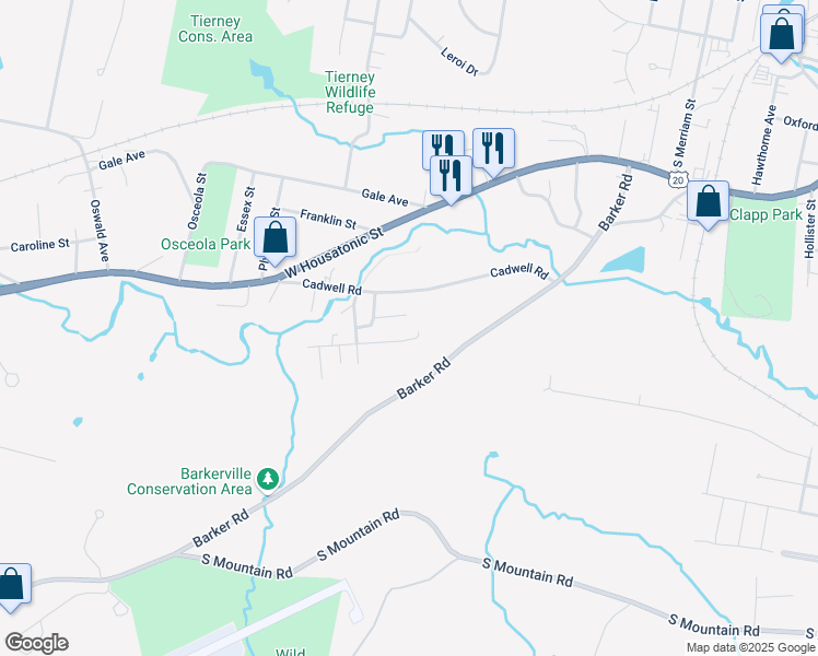 map of restaurants, bars, coffee shops, grocery stores, and more near 103 Cadwell Rd in Pittsfield