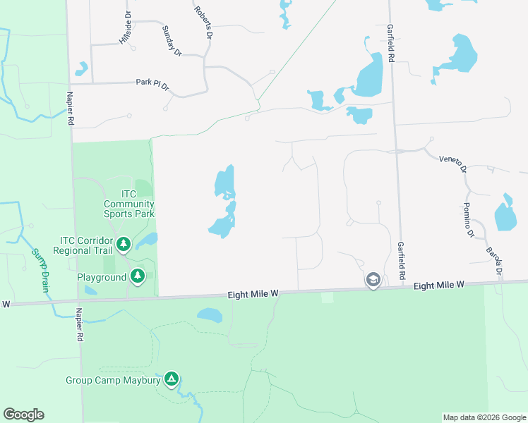 map of restaurants, bars, coffee shops, grocery stores, and more near 50250 8 Mile Road in Northville