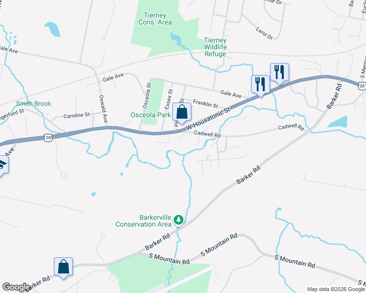 map of restaurants, bars, coffee shops, grocery stores, and more near 617-649 West Housatonic Street in Pittsfield