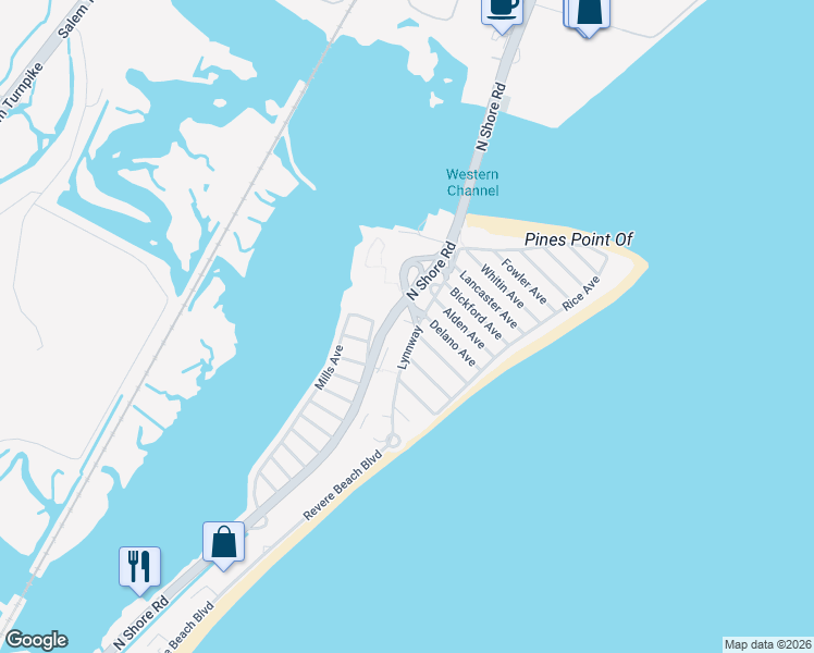 map of restaurants, bars, coffee shops, grocery stores, and more near 112 Lynnway in Revere