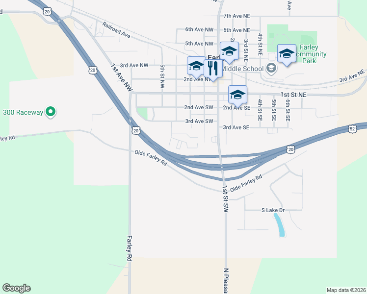 map of restaurants, bars, coffee shops, grocery stores, and more near 102 Gardens Court in Farley