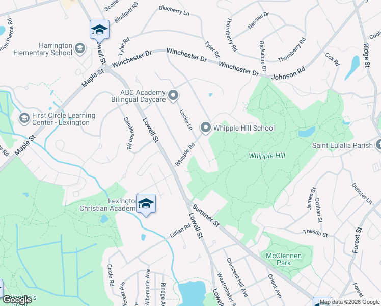 map of restaurants, bars, coffee shops, grocery stores, and more near 3 Wheeler Road in Lexington