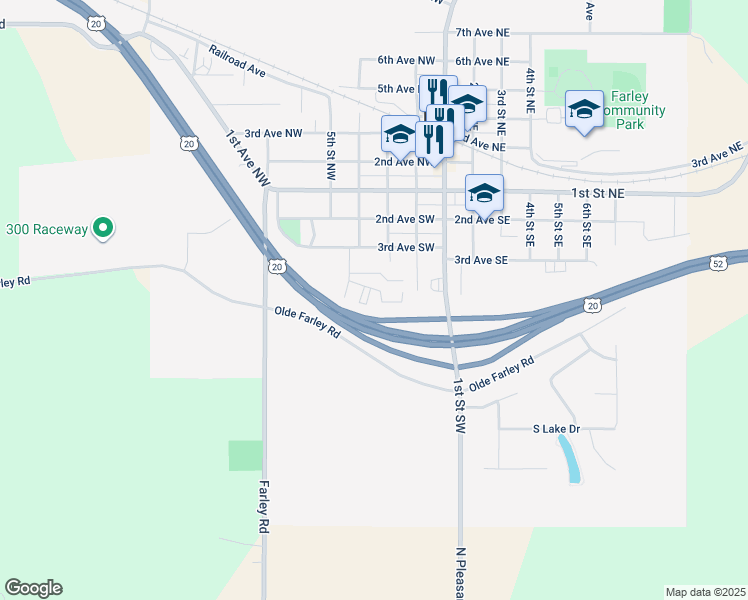 map of restaurants, bars, coffee shops, grocery stores, and more near 102 Gardens Court in Farley