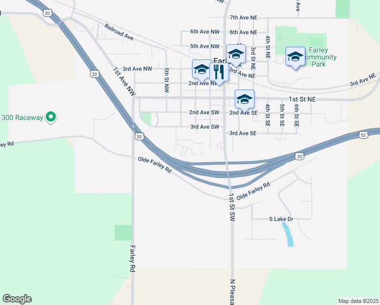map of restaurants, bars, coffee shops, grocery stores, and more near 102 Gardens Court in Farley